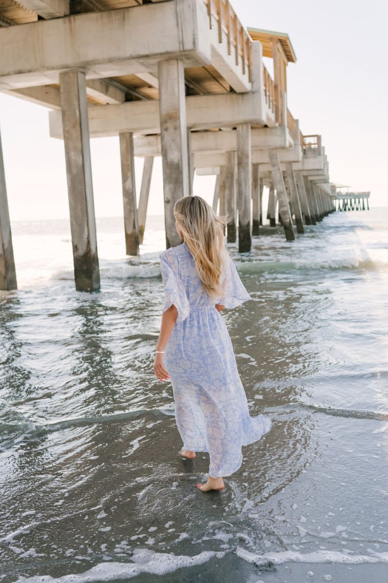 chambray printed swiss dot maxi dress 158689