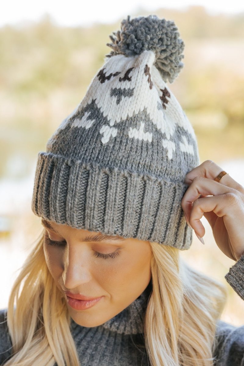 charcoal aztec pom pom beanie 985933