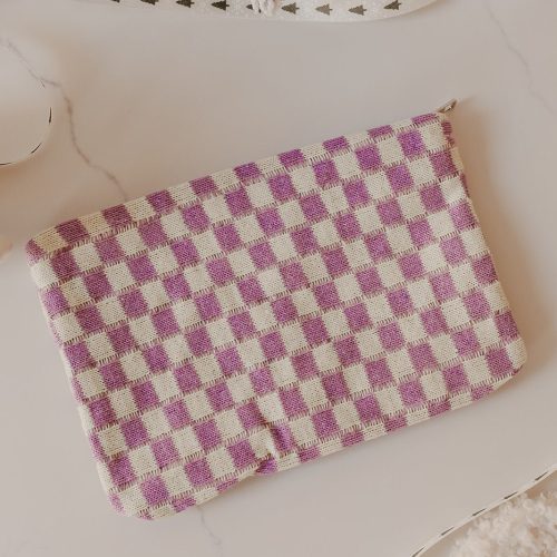 Checkered Cosmetic Makeup Bag - Magnolia Boutique