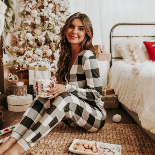 christmas morning ivory plaid pajama set final sale 589354 1