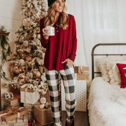 christmas morning ivory plaid pajama set final sale 755743