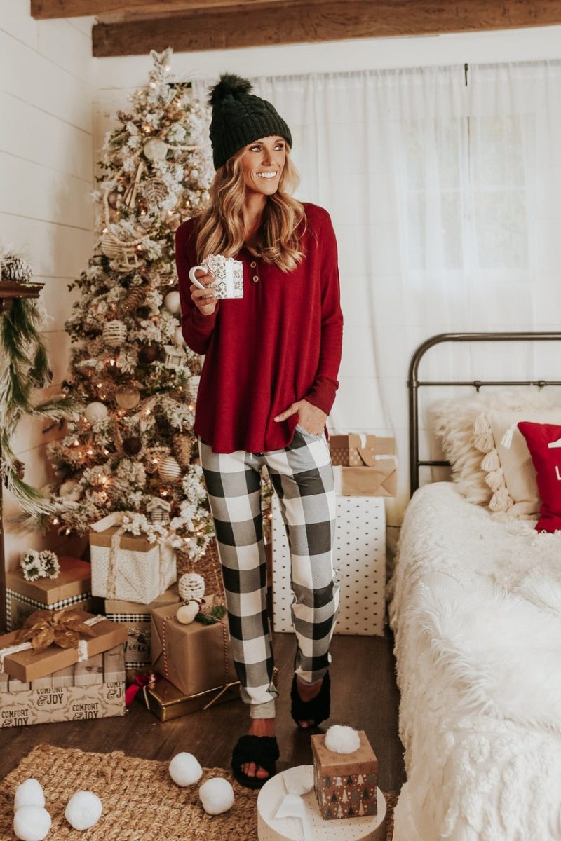 christmas morning ivory plaid pajama set final sale 755743