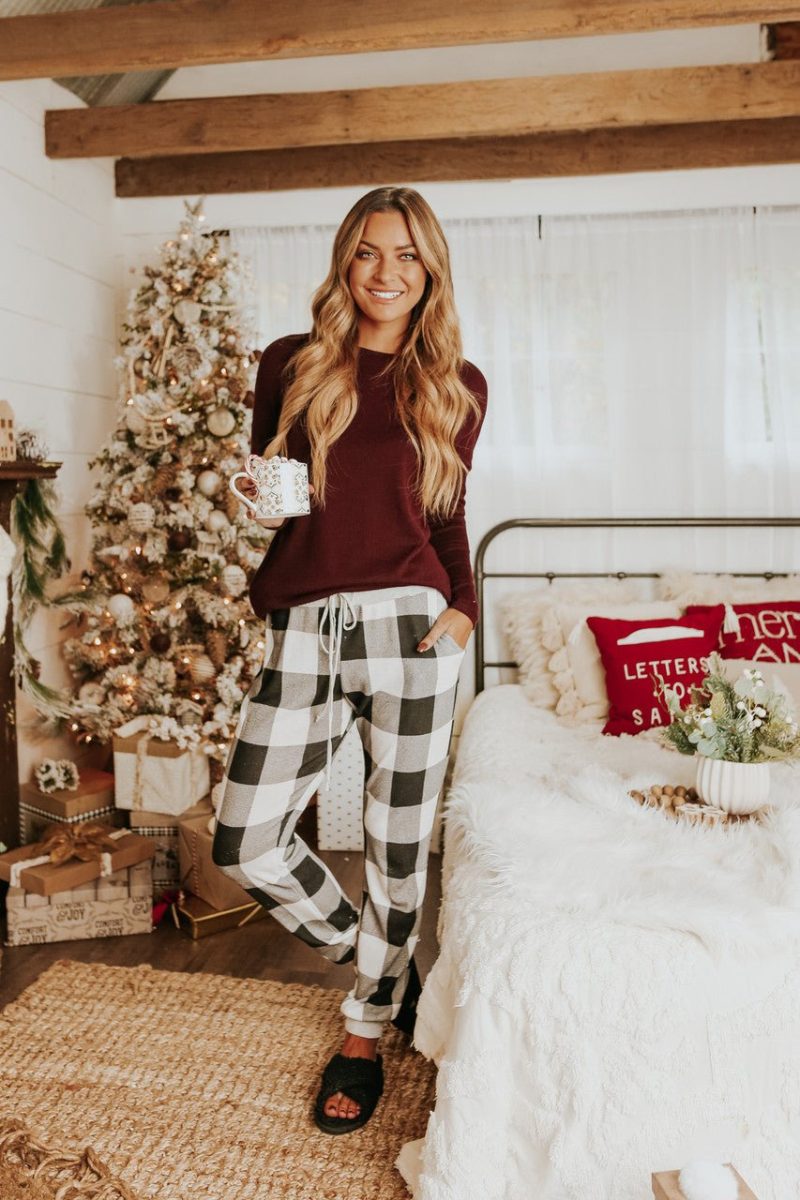 christmas morning ivory plaid pajama set final sale 767971