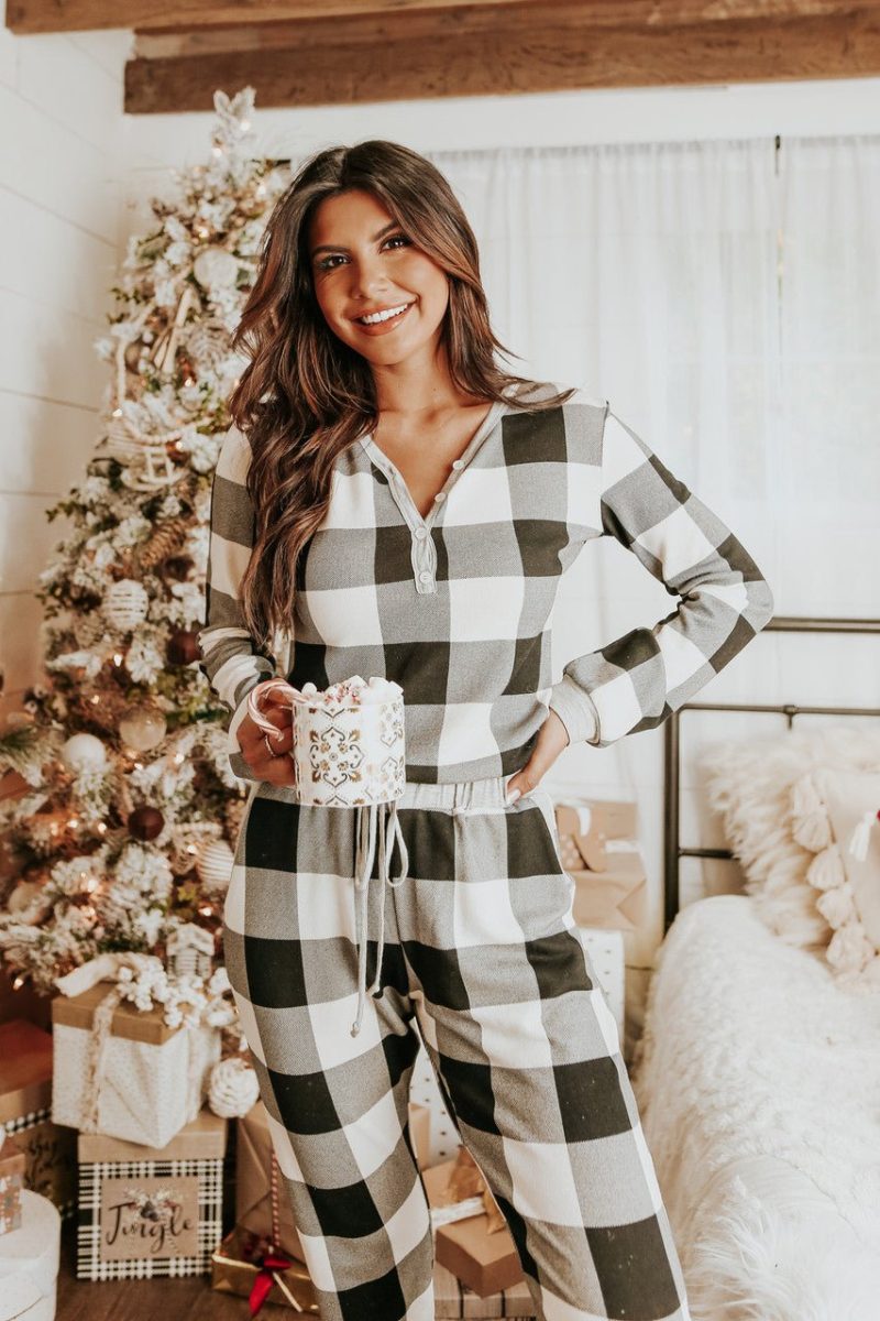 christmas morning ivory plaid pajama set final sale 976549