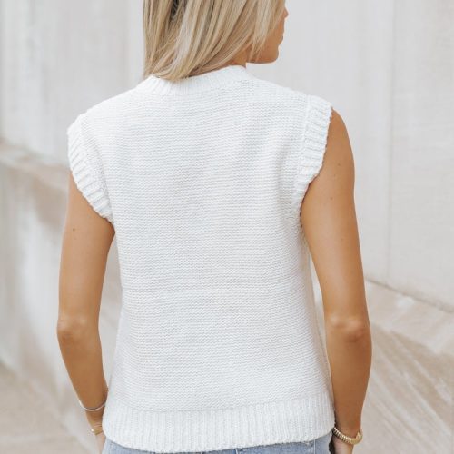 chunky cable knit sweater vest cream 137255