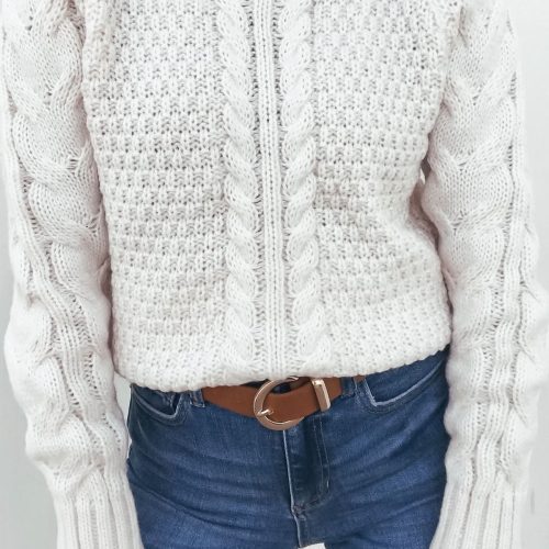 chunky light cream mock neck sweater 142017