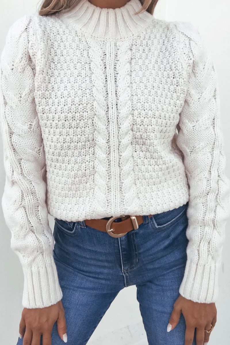 chunky light cream mock neck sweater 142017