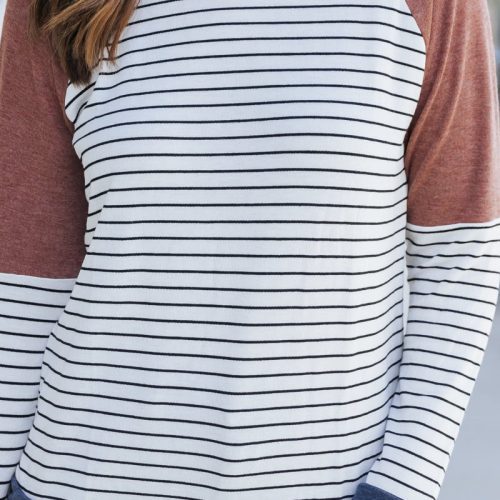 color block striped long sleeve top 974497