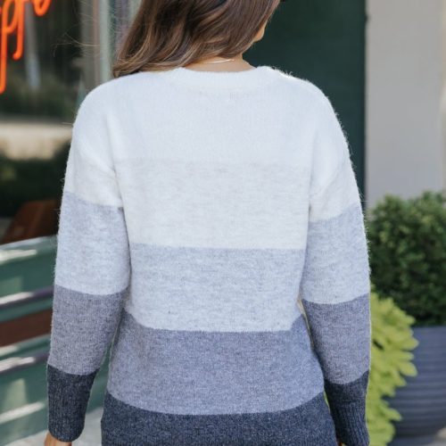 color block striped wool sweater charcoal 888581