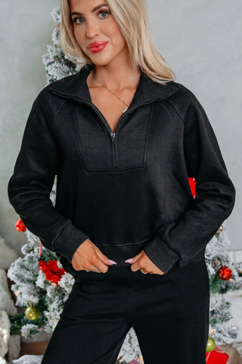 comfort lounge black half zip sweatshirt 307323