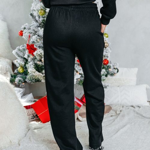 comfort lounge black wide leg sweatpants 466562