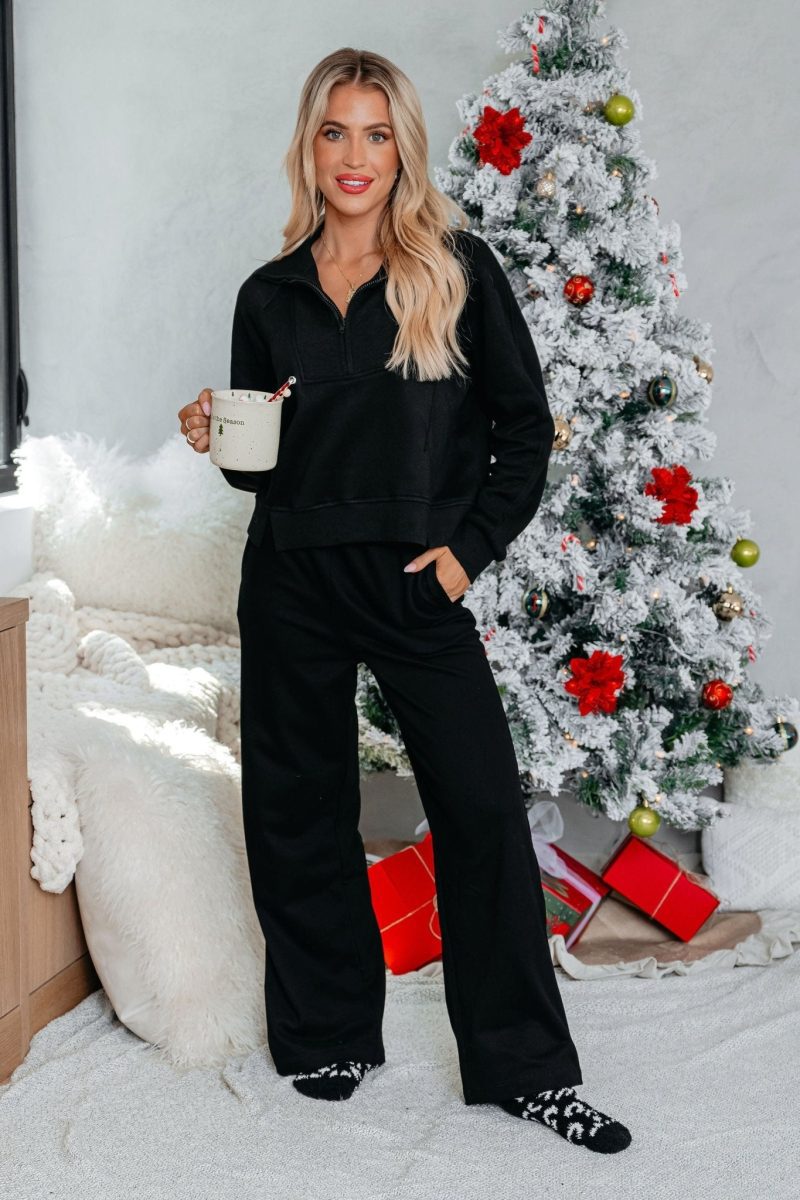 comfort lounge black wide leg sweatpants 553072