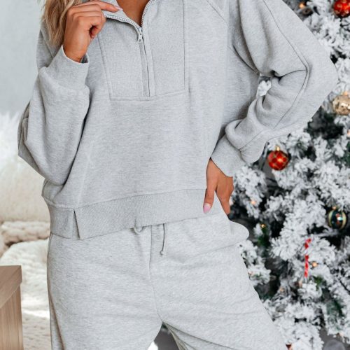 comfort lounge grey half zip sweatshirt 646483