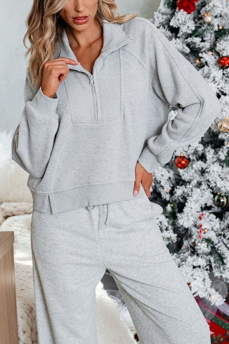 comfort lounge grey half zip sweatshirt 646483