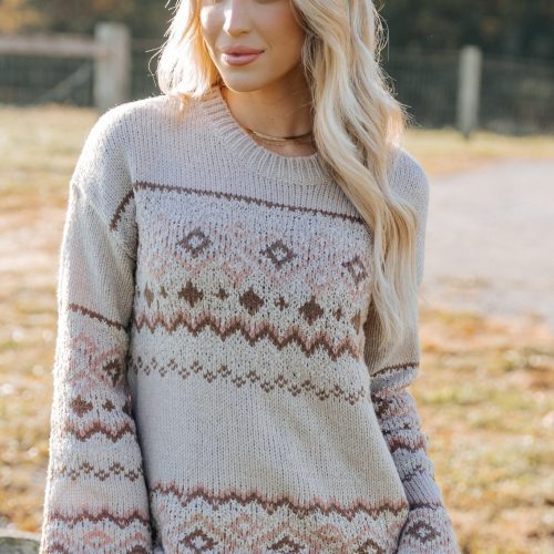 cozy mocha aztec print sweater 984567 1