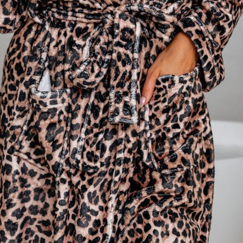 cozy soft tan leopard print robe 202466