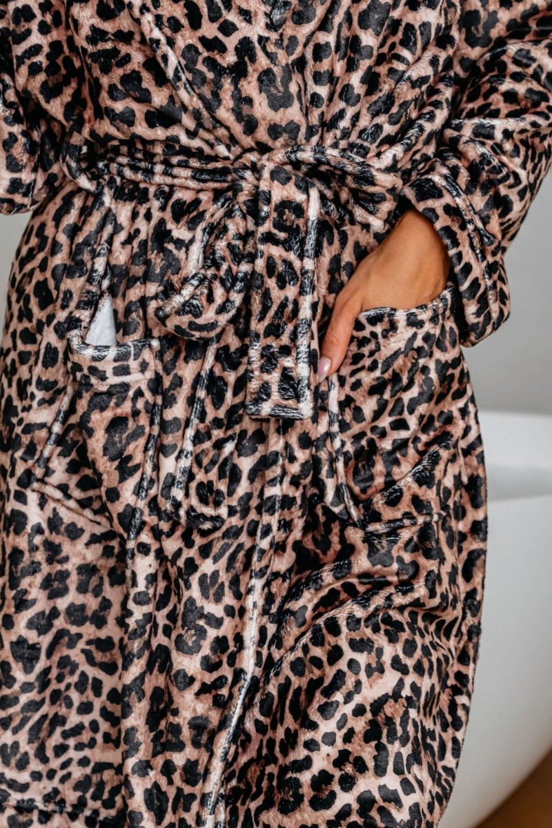 cozy soft tan leopard print robe 202466