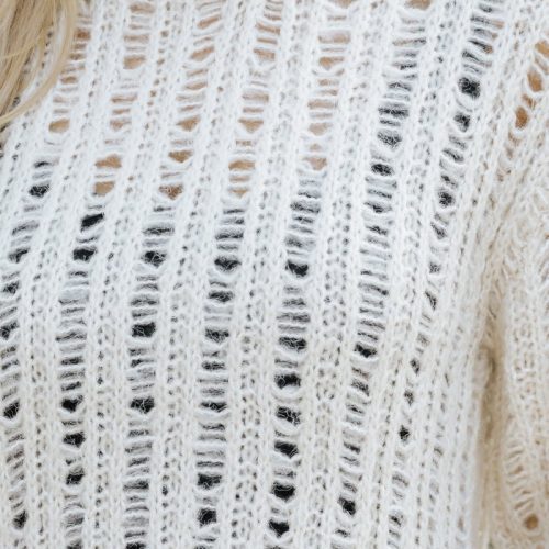 cream contrast stitch crochet sweater 297162