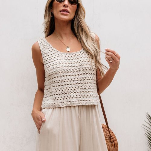 cream crochet slit jumpsuit 218432