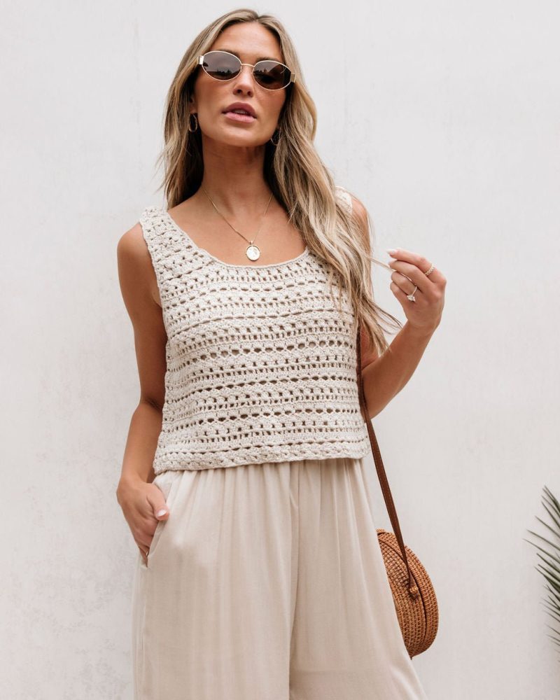 cream crochet slit jumpsuit 218432