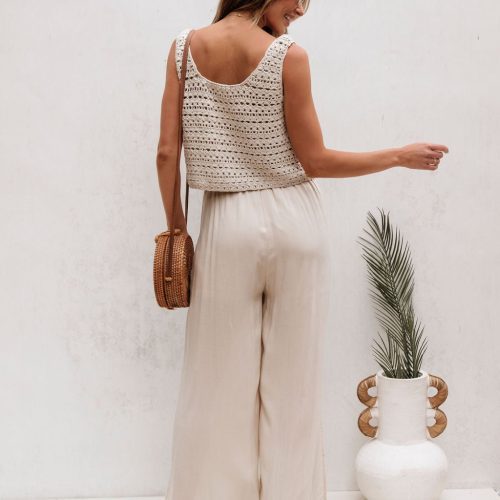 cream crochet slit jumpsuit 603274