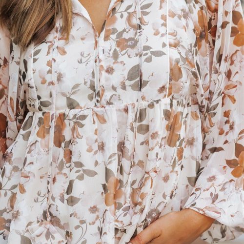 cream fall floral print blouse 242497