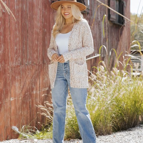 cream popcorn open front cardigan 604108