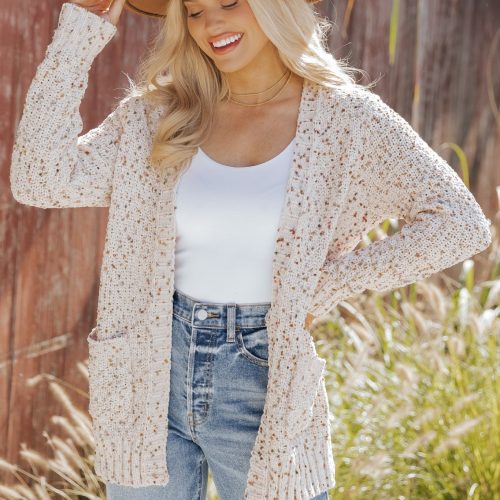 cream popcorn open front cardigan 627979