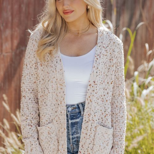 cream popcorn open front cardigan 805235