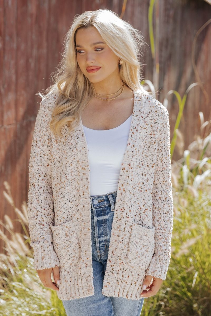 cream popcorn open front cardigan 805235