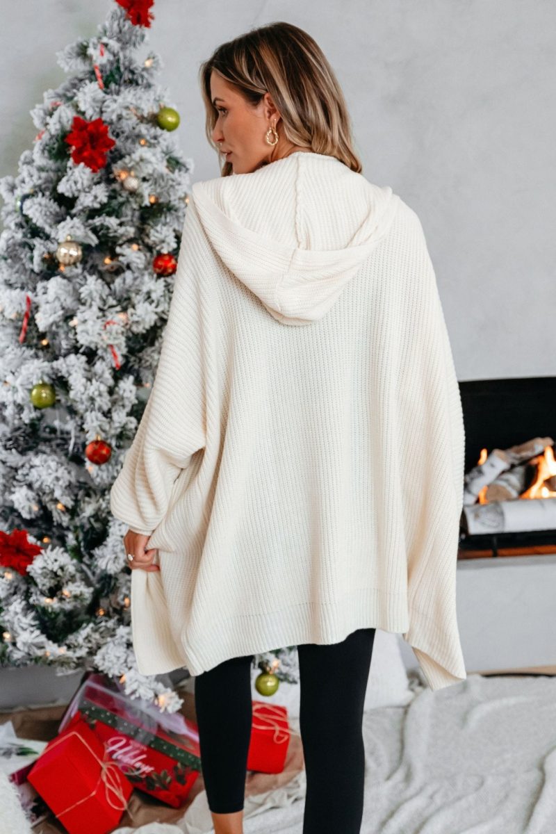 cream ribbed long hooded cardigan 652184