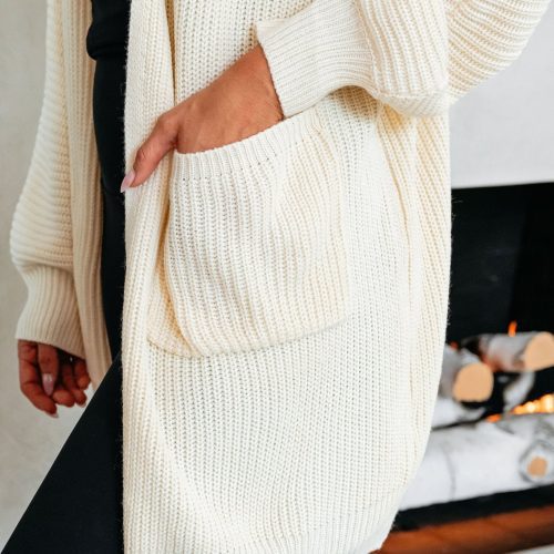 cream ribbed long hooded cardigan 957411