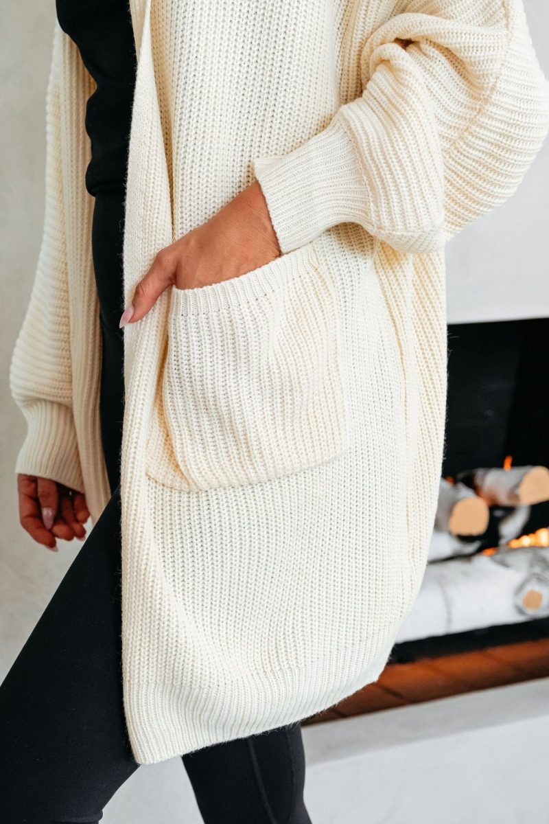 cream ribbed long hooded cardigan 957411