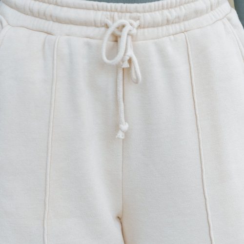 cream seam detail wide leg sweatpants 400069