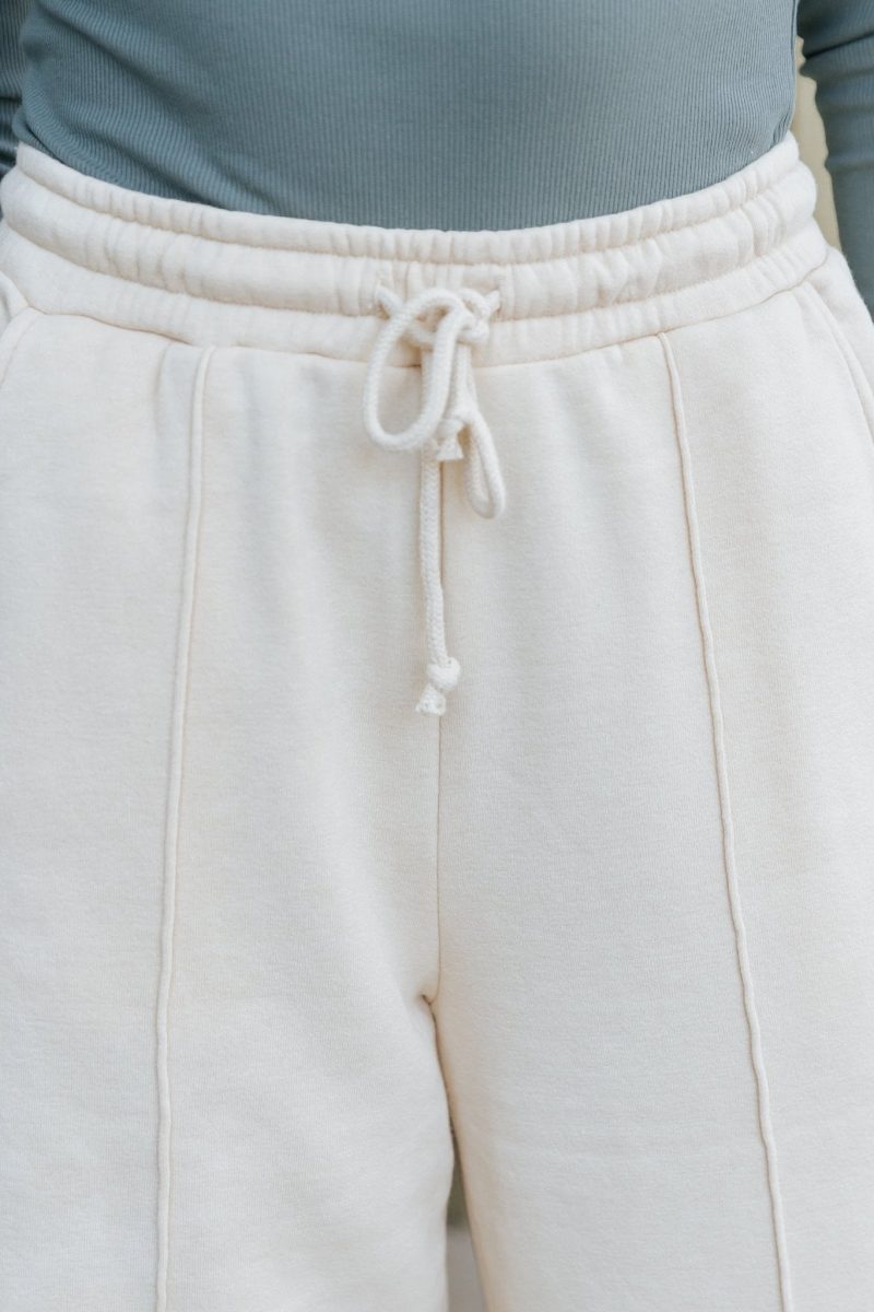 cream seam detail wide leg sweatpants 400069