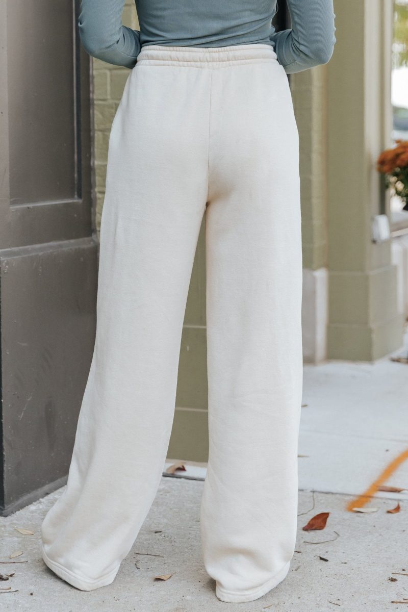 cream seam detail wide leg sweatpants 717960