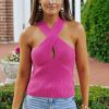 Cross Front Ribbed Tank Top - Magnolia Boutique