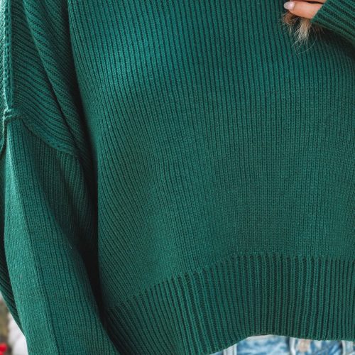 dark green ribbed pullover sweater 443372