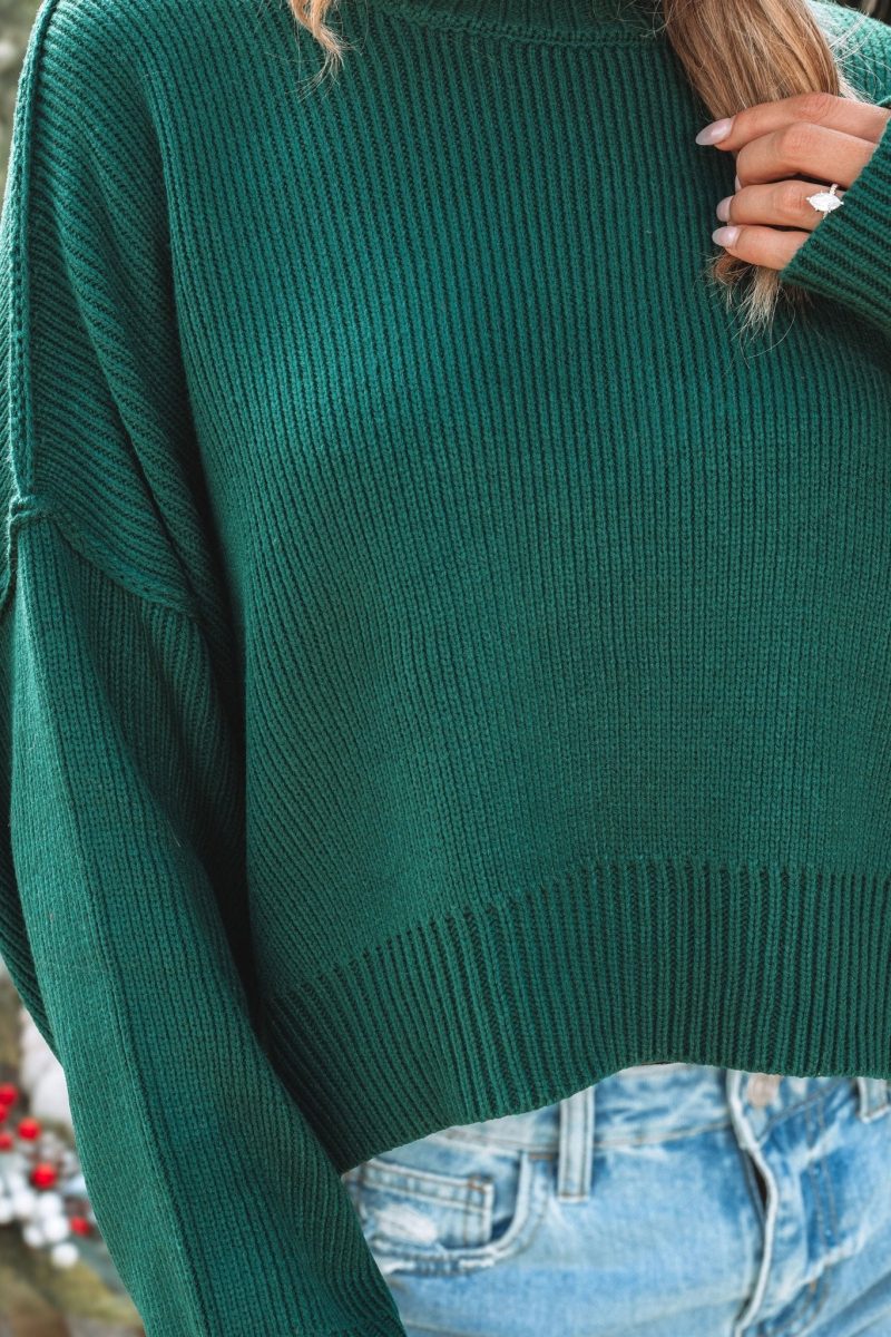 dark green ribbed pullover sweater 443372