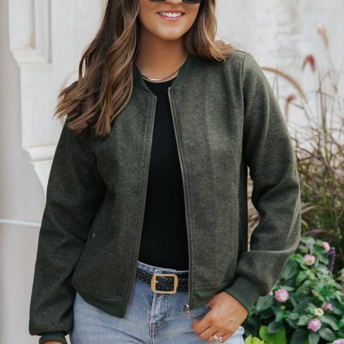 dark olive contrast bomber jacket 668517