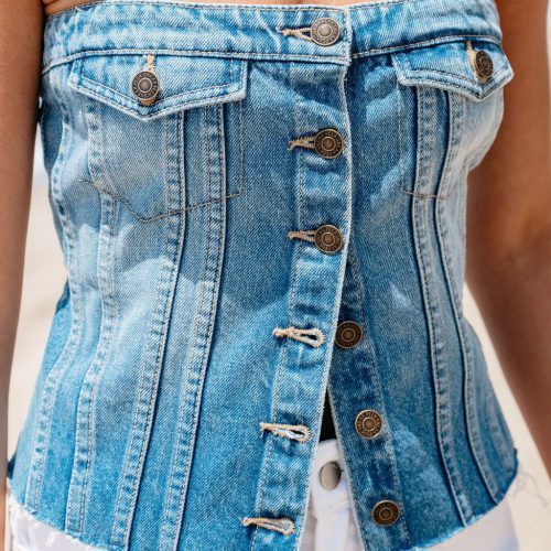 denim button down corset 738824