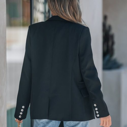 detailed button sleeve blazer black final sale 774074