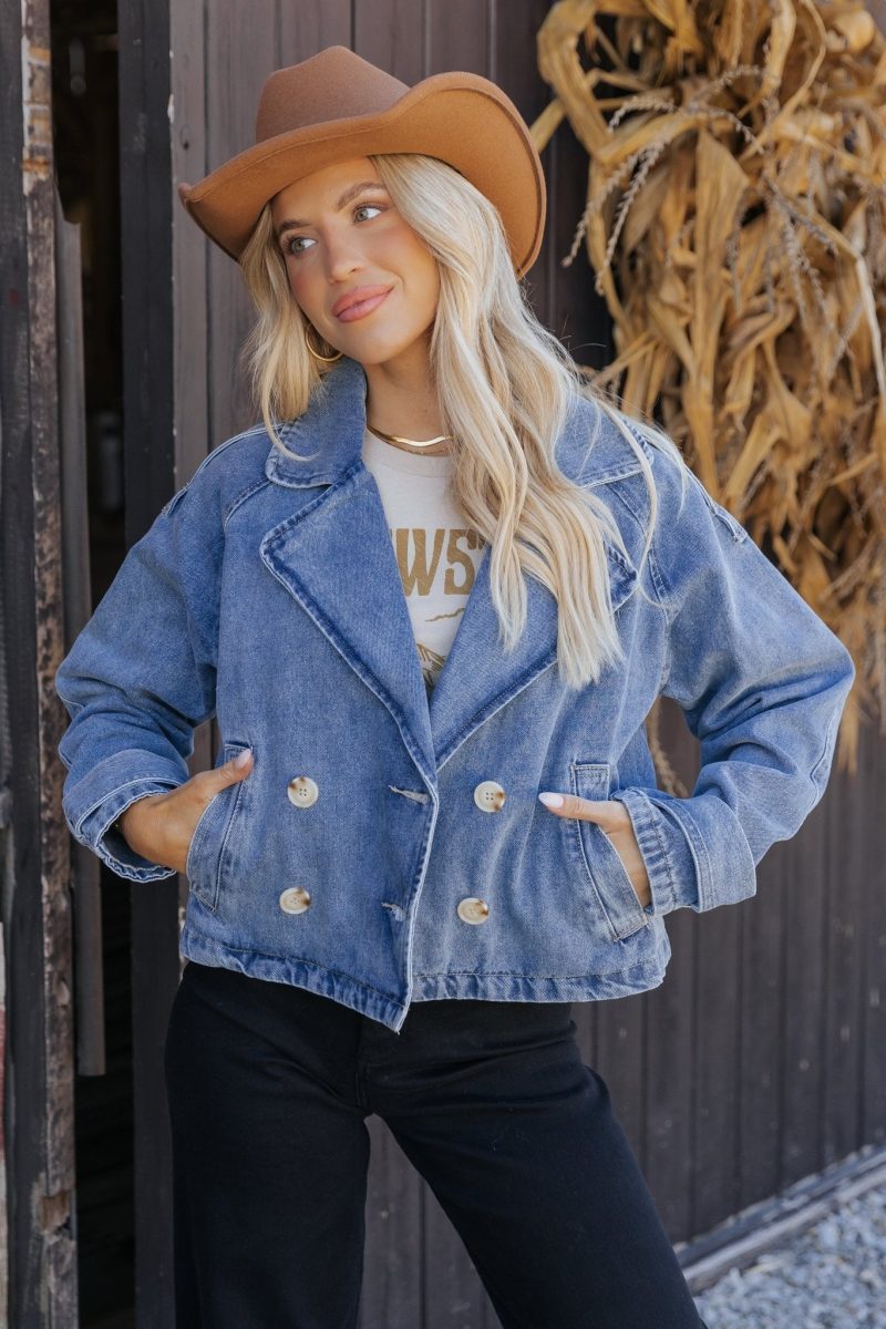 double breasted denim jacket 521005