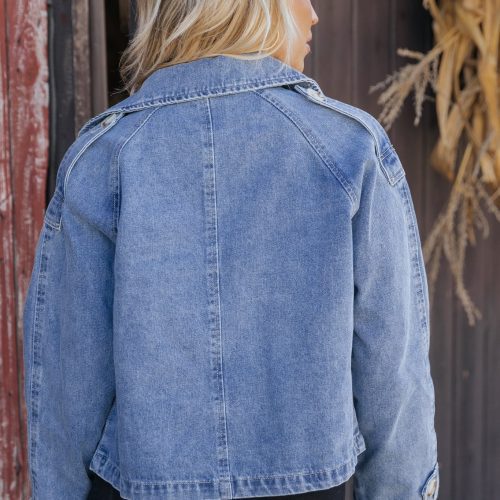 double breasted denim jacket 767736