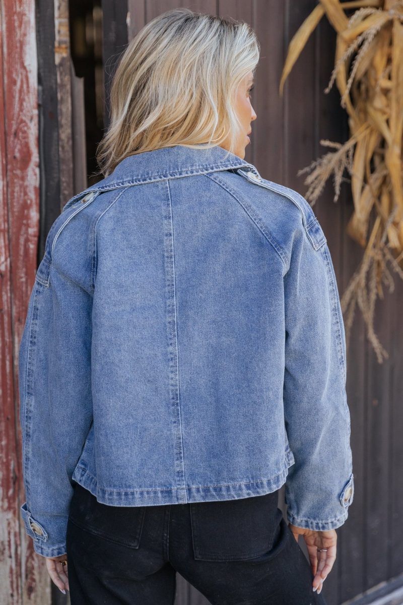 double breasted denim jacket 767736