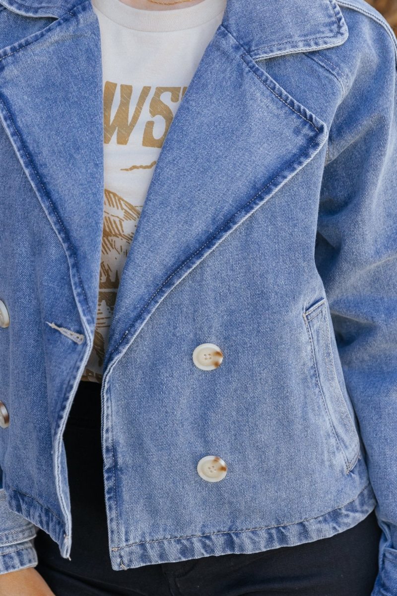 double breasted denim jacket 903934