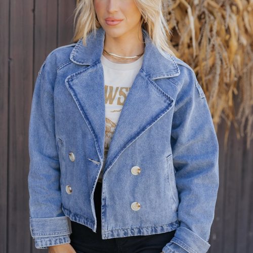 double breasted denim jacket 904558