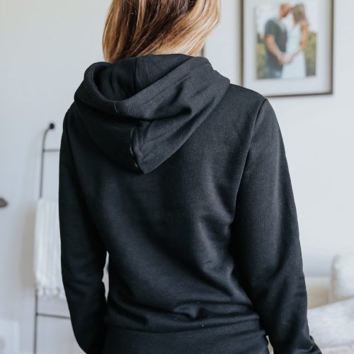 drawstring black fleece hoodie 625484