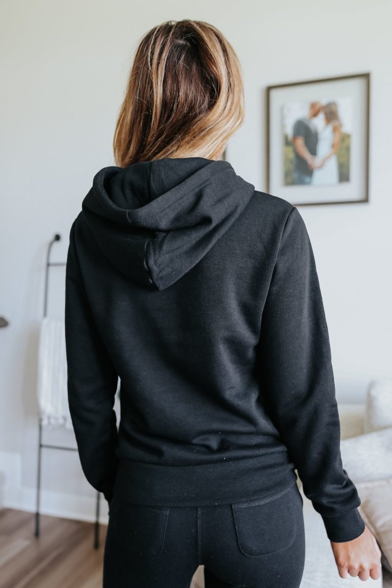 drawstring black fleece hoodie 625484