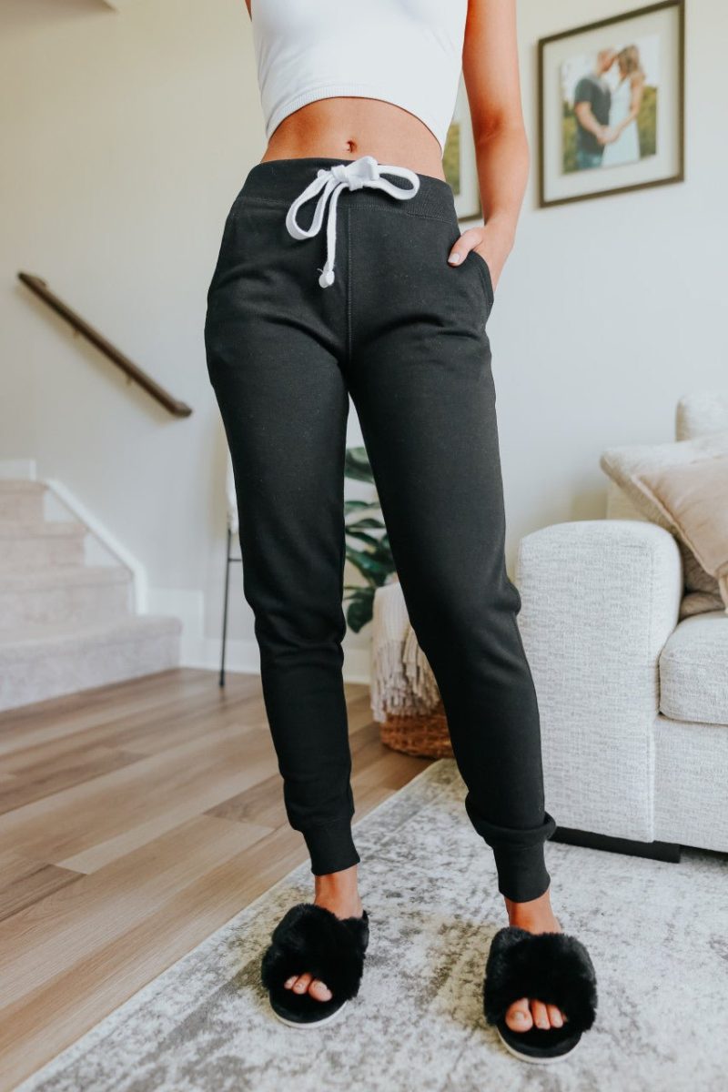 drawstring black fleece joggers final sale 351332